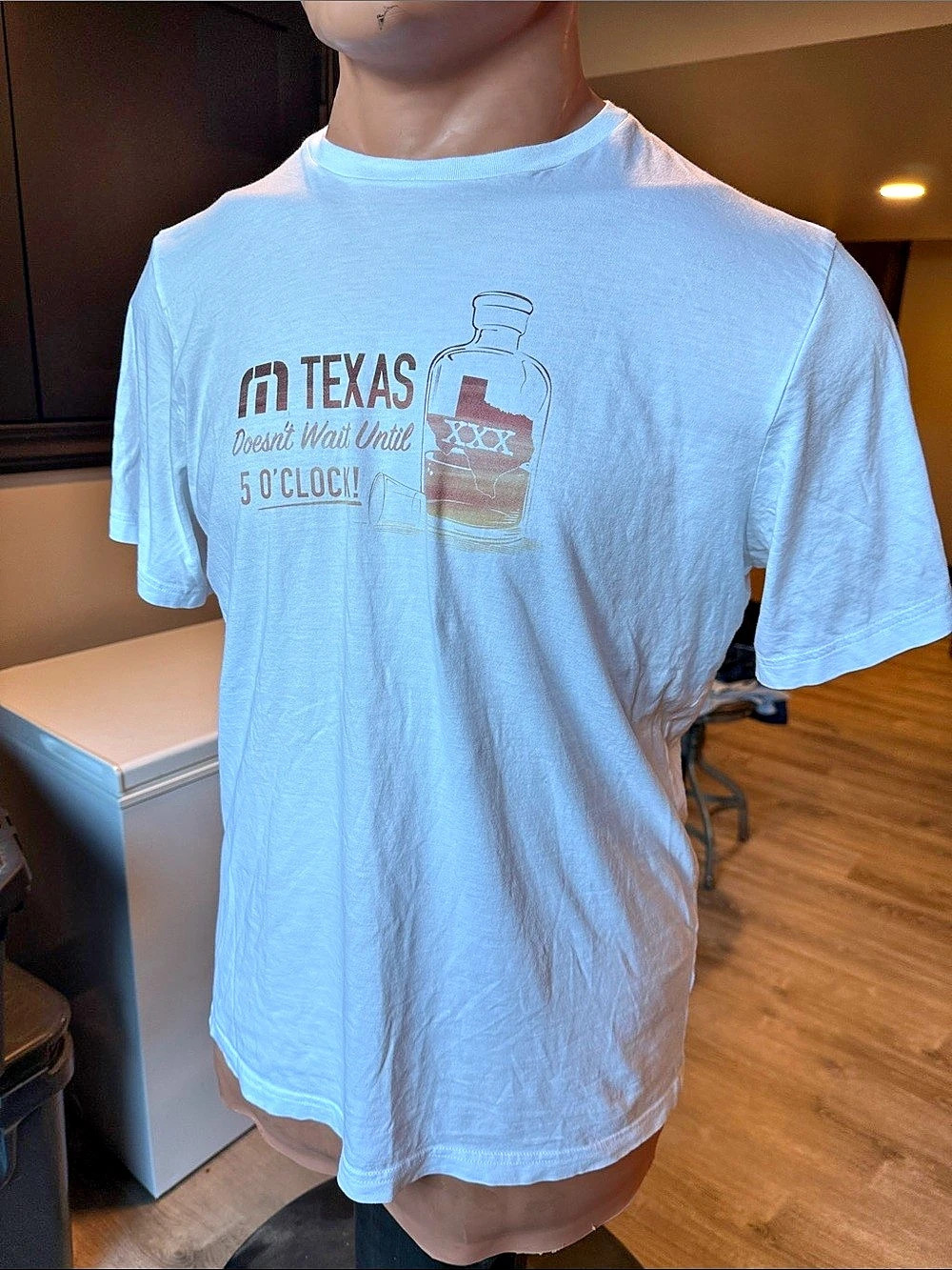 TravisMathew Texas Graphic Short Sleeve Tee in White Mens XL